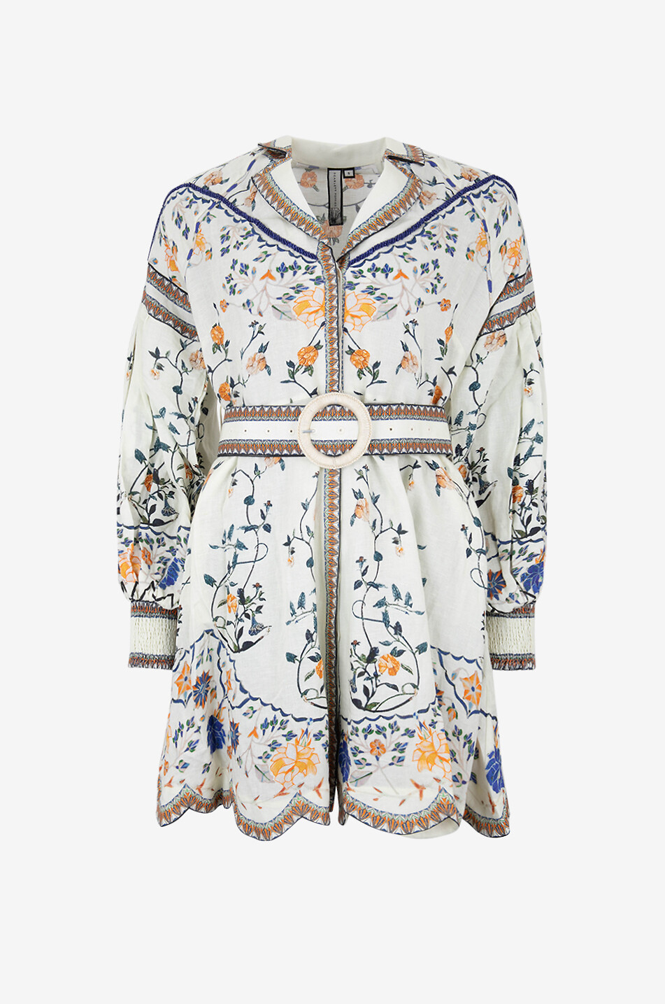 Mini-Hemdkleid aus geblümtem Leinen Flora Mora