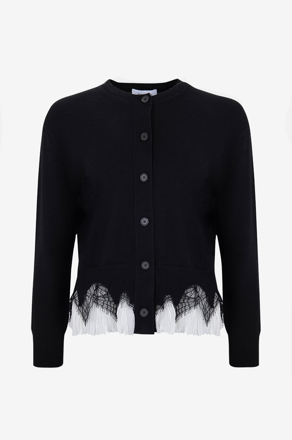 ALEXANDER McQUEEN Spiderweb Lace cropped wool and cashmere cardigan Women BLACK 1