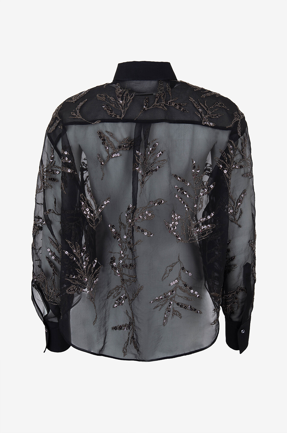 BRUNELLO CUCINELLI Seidenmusselin-Bluse mit Stickereien Glistening Flora Damen SCHWARZ 2