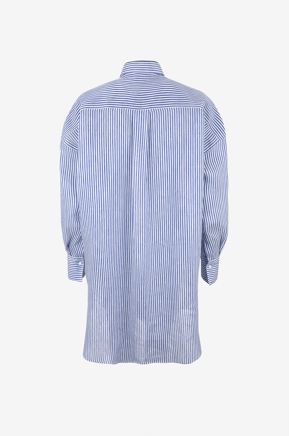 Gestreiftes Oversize-Hemd aus Leinen- und Seidenorganza Shiny Collar