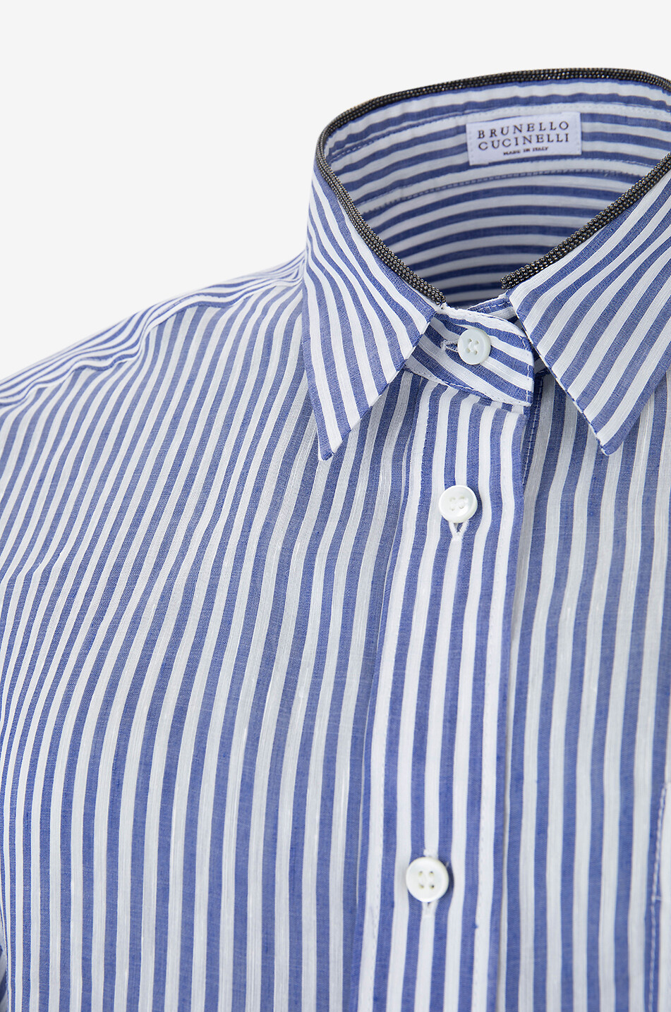 Gestreiftes Oversize-Hemd aus Leinen- und Seidenorganza Shiny Collar