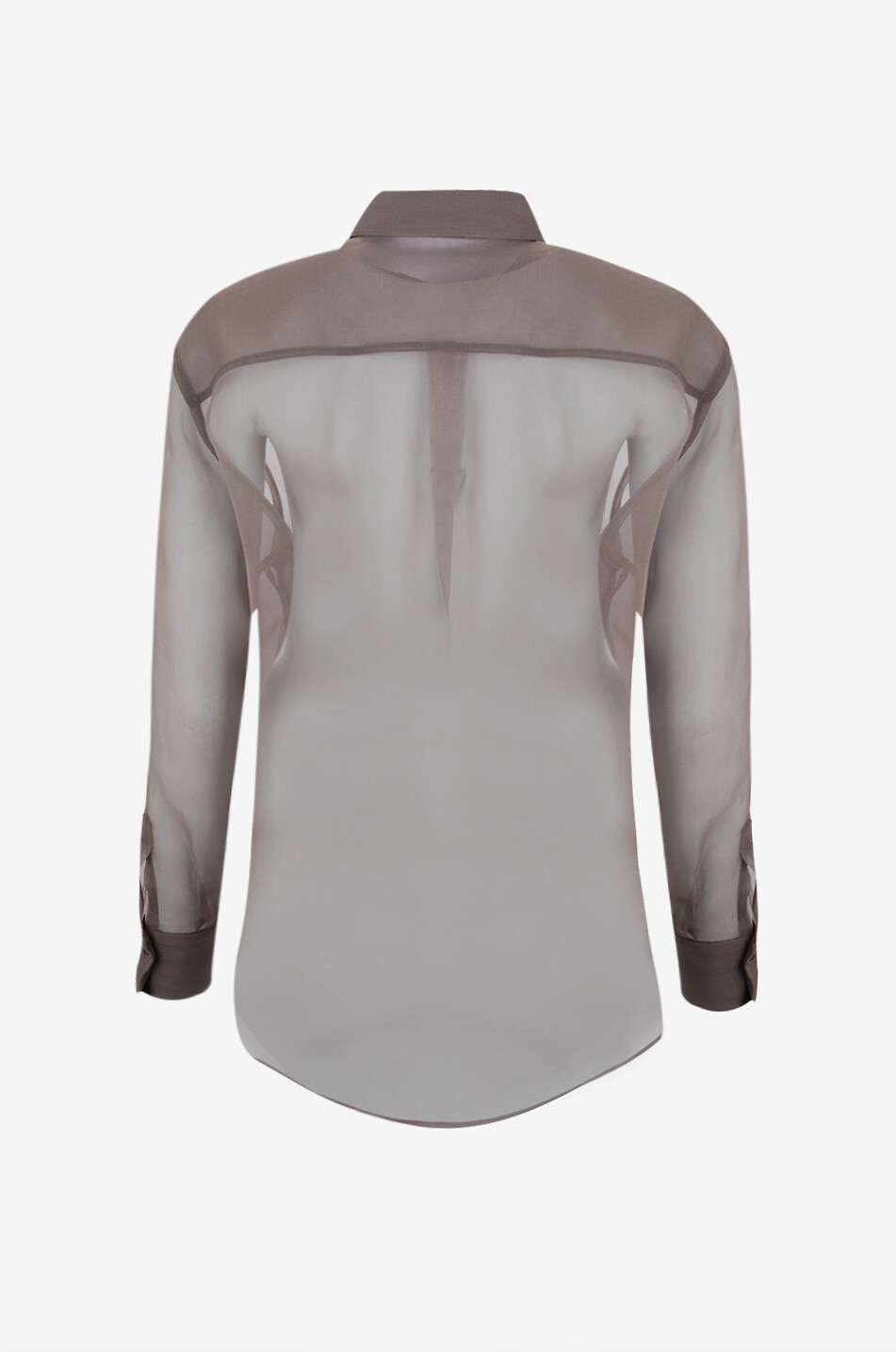 BRUNELLO CUCINELLI Chemise en organza de soie brodée Flora Femme MARRON FONCÉ 2