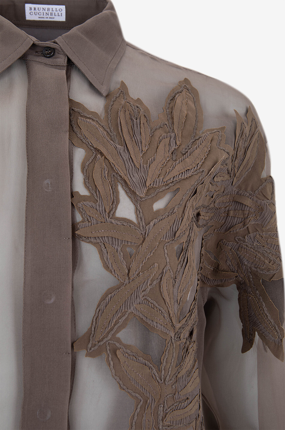 Seidenorganza-Hemd mit Stickerei Flora