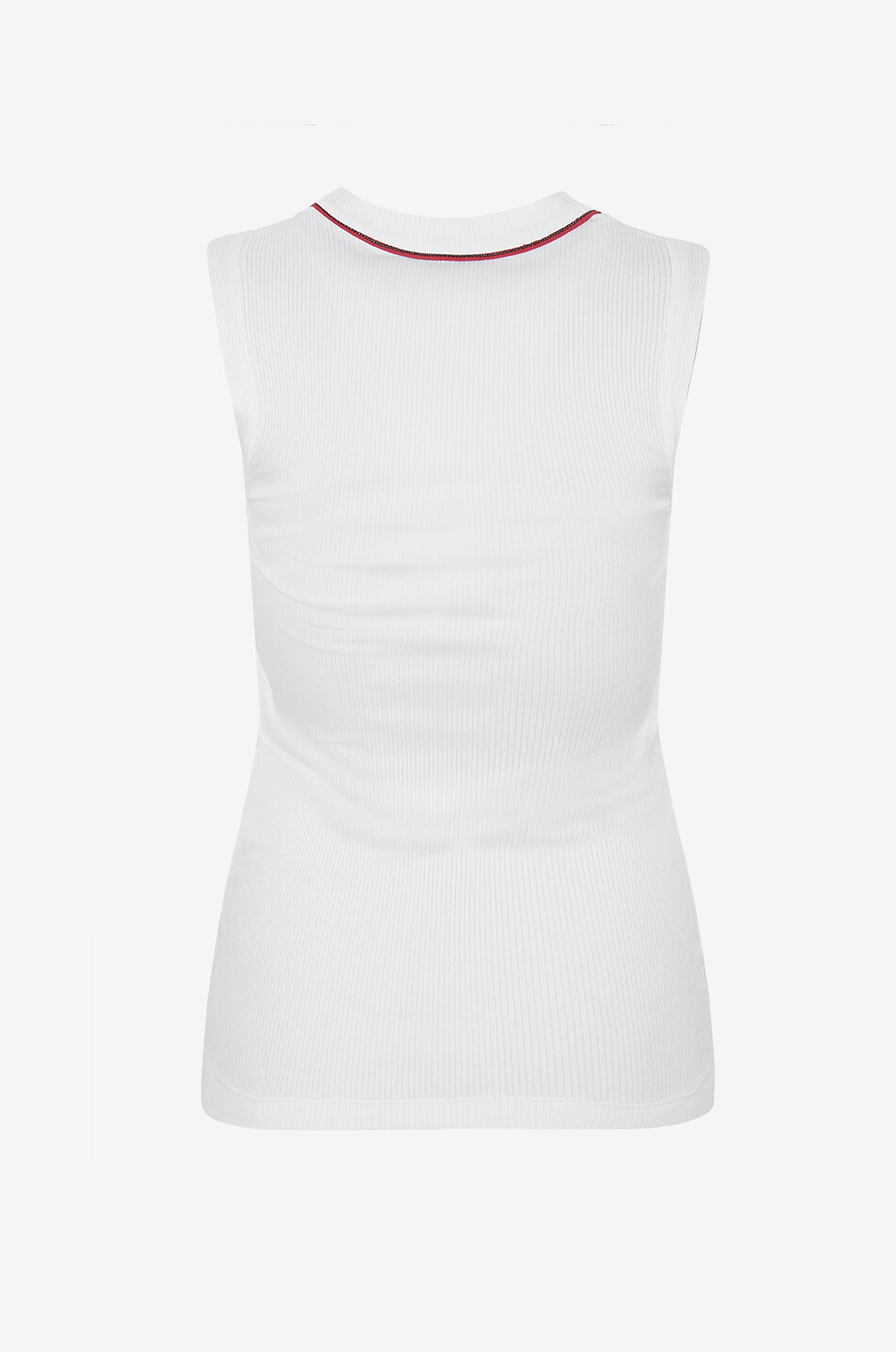 BRUNELLO CUCINELLI Shiny Piping ribbed V-neck tank top Women WHITE 2