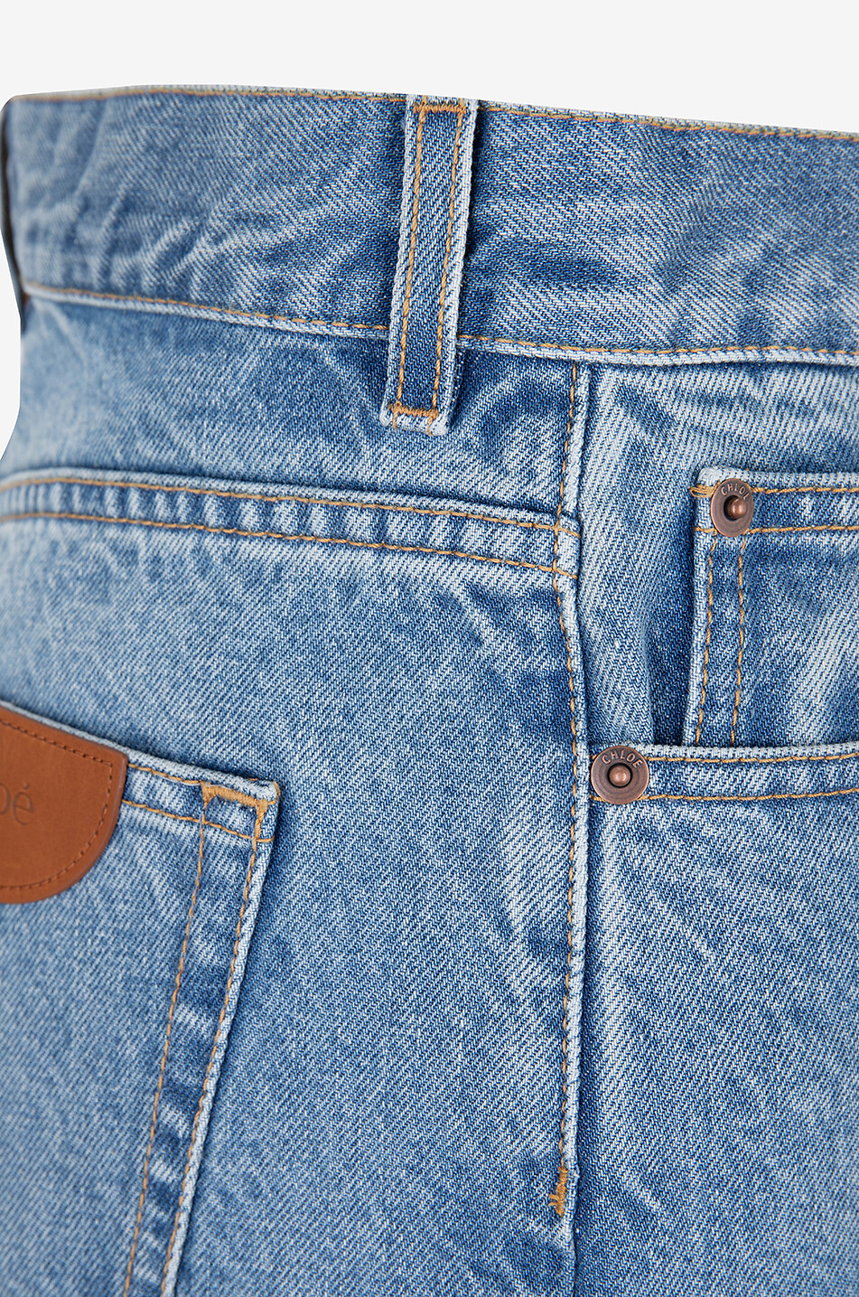 CHLOE Jean large raccourci délavé effiloché Ised Blue Femme BLEU 3