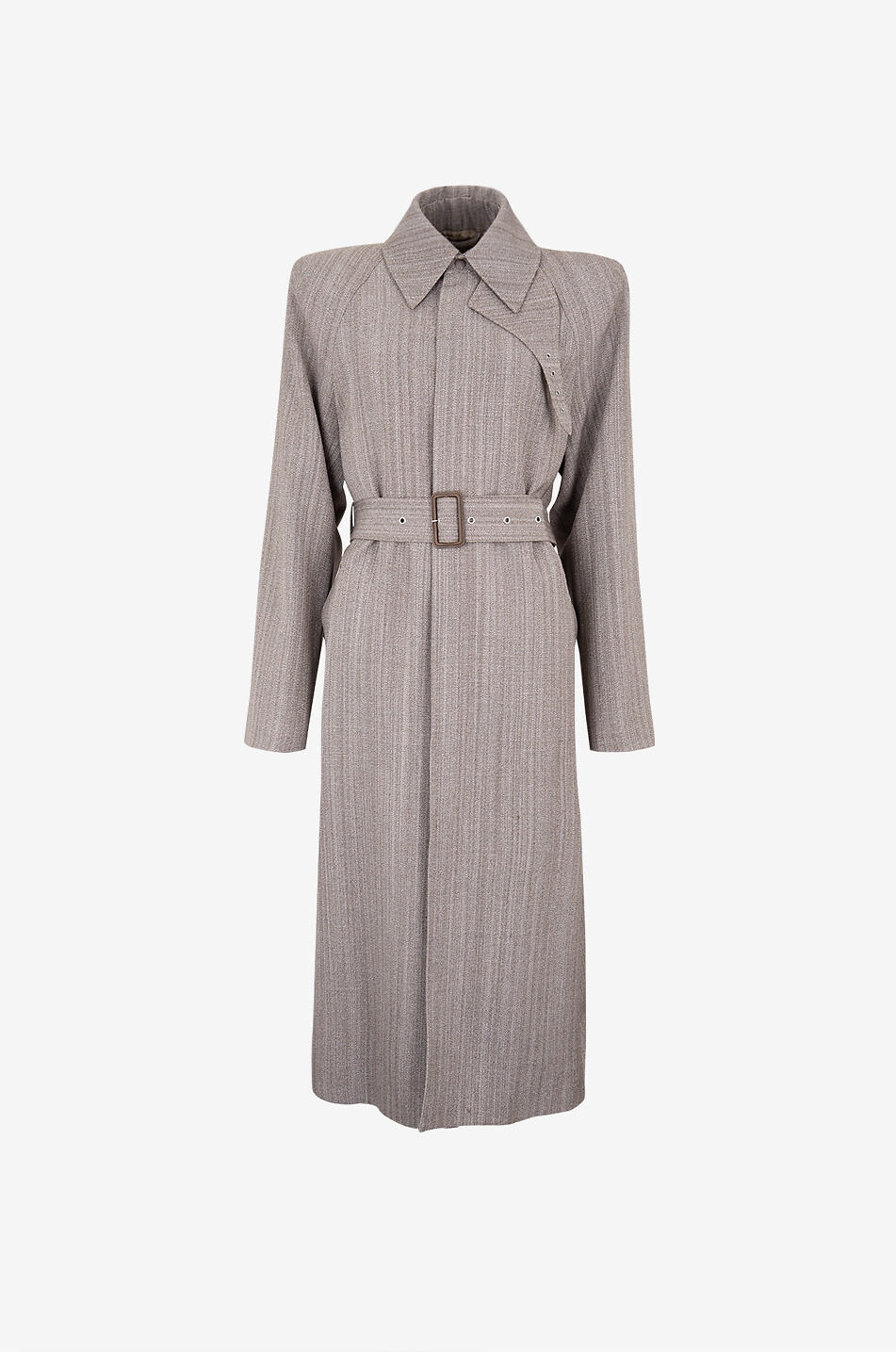 PHOEBE PHILO Manteau chiné en soie mélangée Sharp Shoulder Car Coat Femme MARRON 1