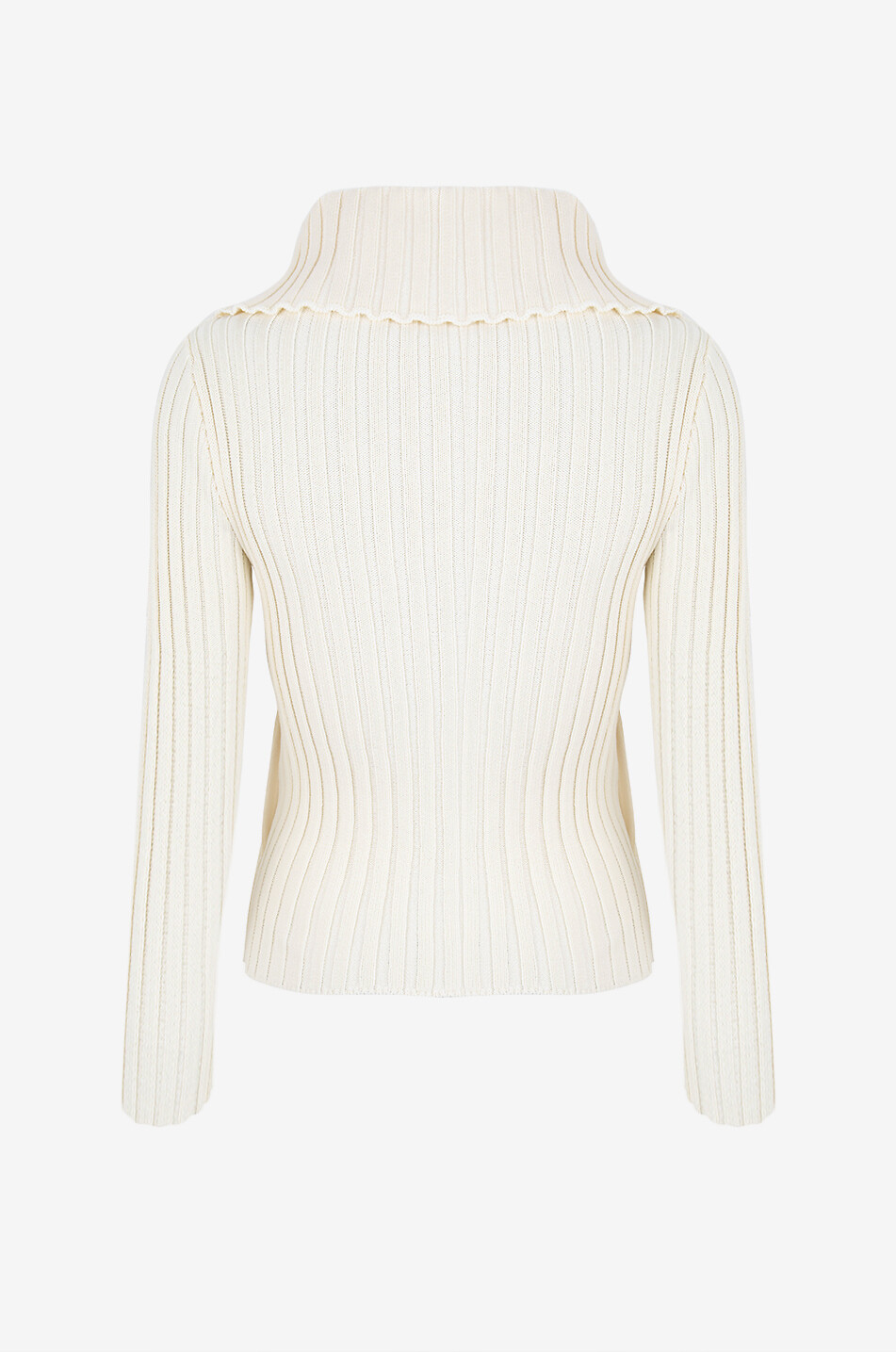 PHOEBE PHILO Cardigan côtelé zippé ajusté Funnel Neck Femme BLANC CASSE 2