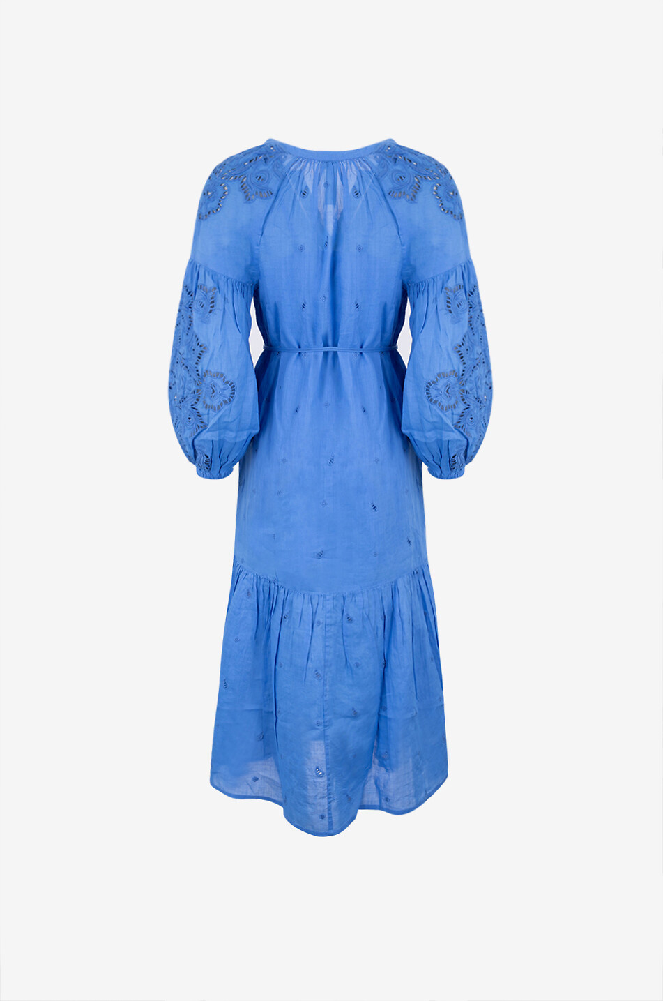 SCARLETT POPPIES Liwa embroidered loose ramie midi dress Women BLUE 2