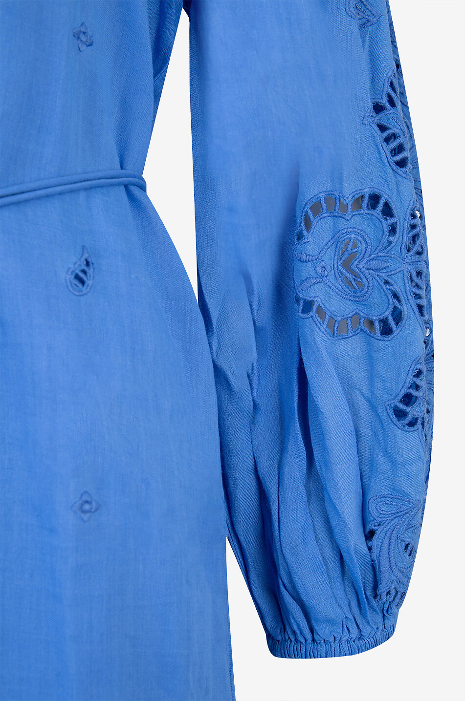 SCARLETT POPPIES Liwa embroidered loose ramie midi dress Women BLUE 8