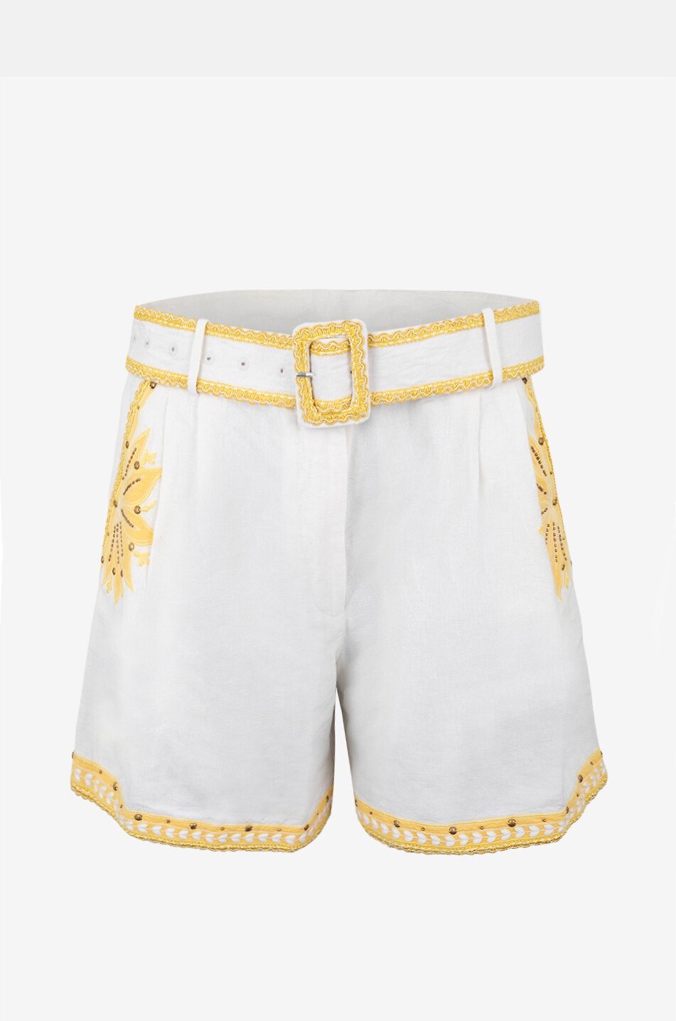 Love The Moment embroidered linen blend shorts
