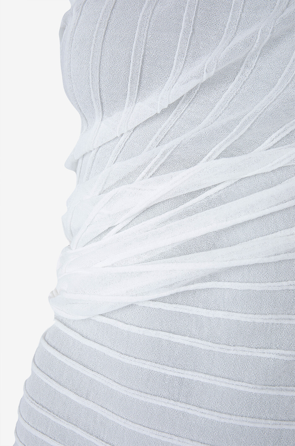 VICTORIA BECKHAM Top transparent drapé en maille côtelé à col montant Femme BLANC 5