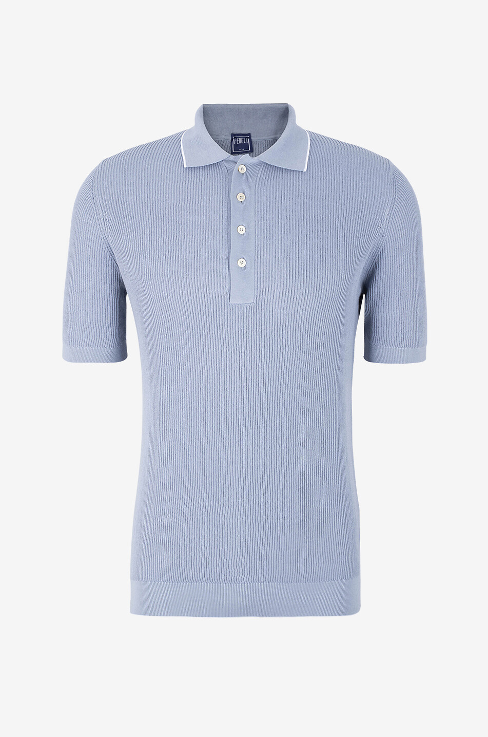 FEDELI Polo à manches courtes en maille côtelée Scott Homme BLEU CLAIR 1