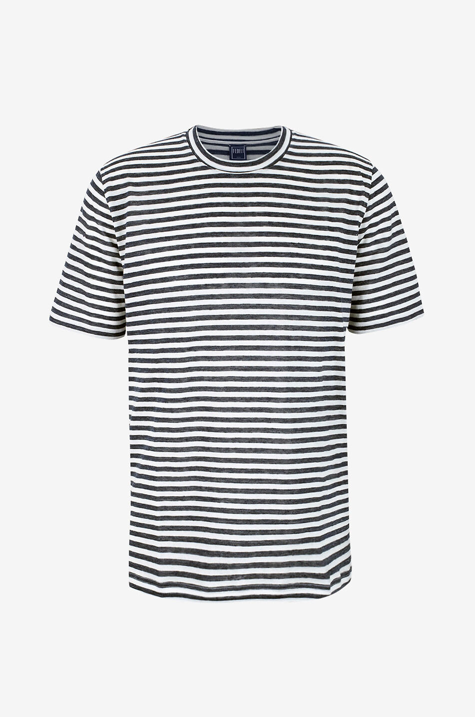 FEDELI T-shirt rayé en lin mélangé Extra Homme BLEU FONCE 1