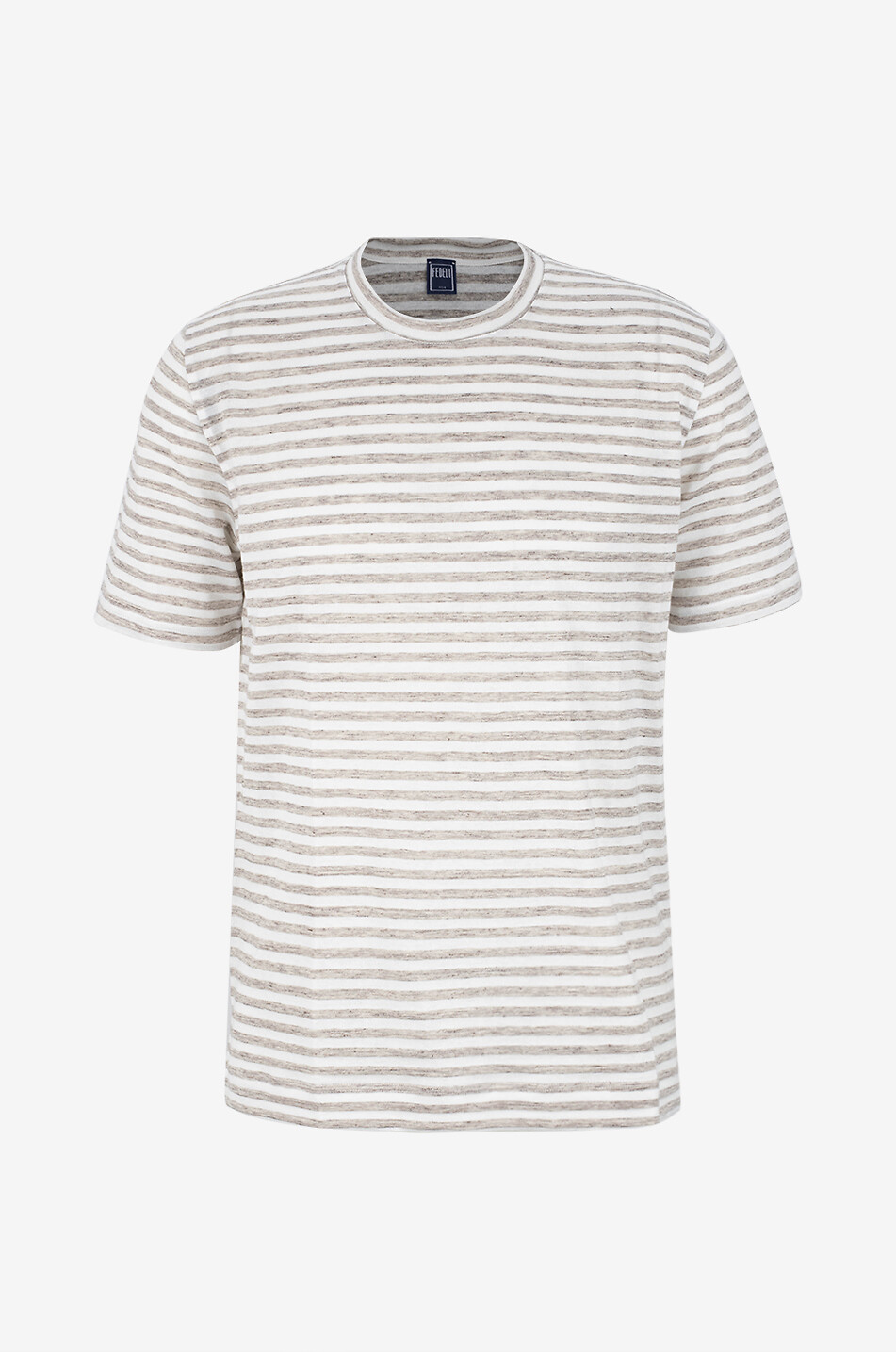 FEDELI T-shirt rayé en lin mélangé Extra Homme MARRON 1