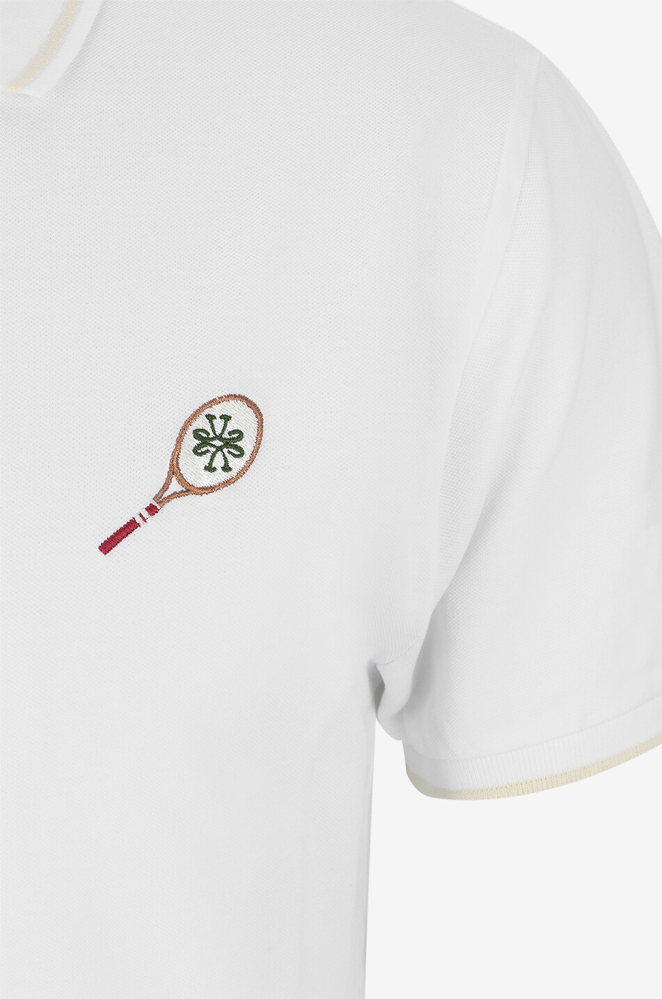 Kurzarm-Polohemd aus Baumwolle mit Tennisschlägerstickerei