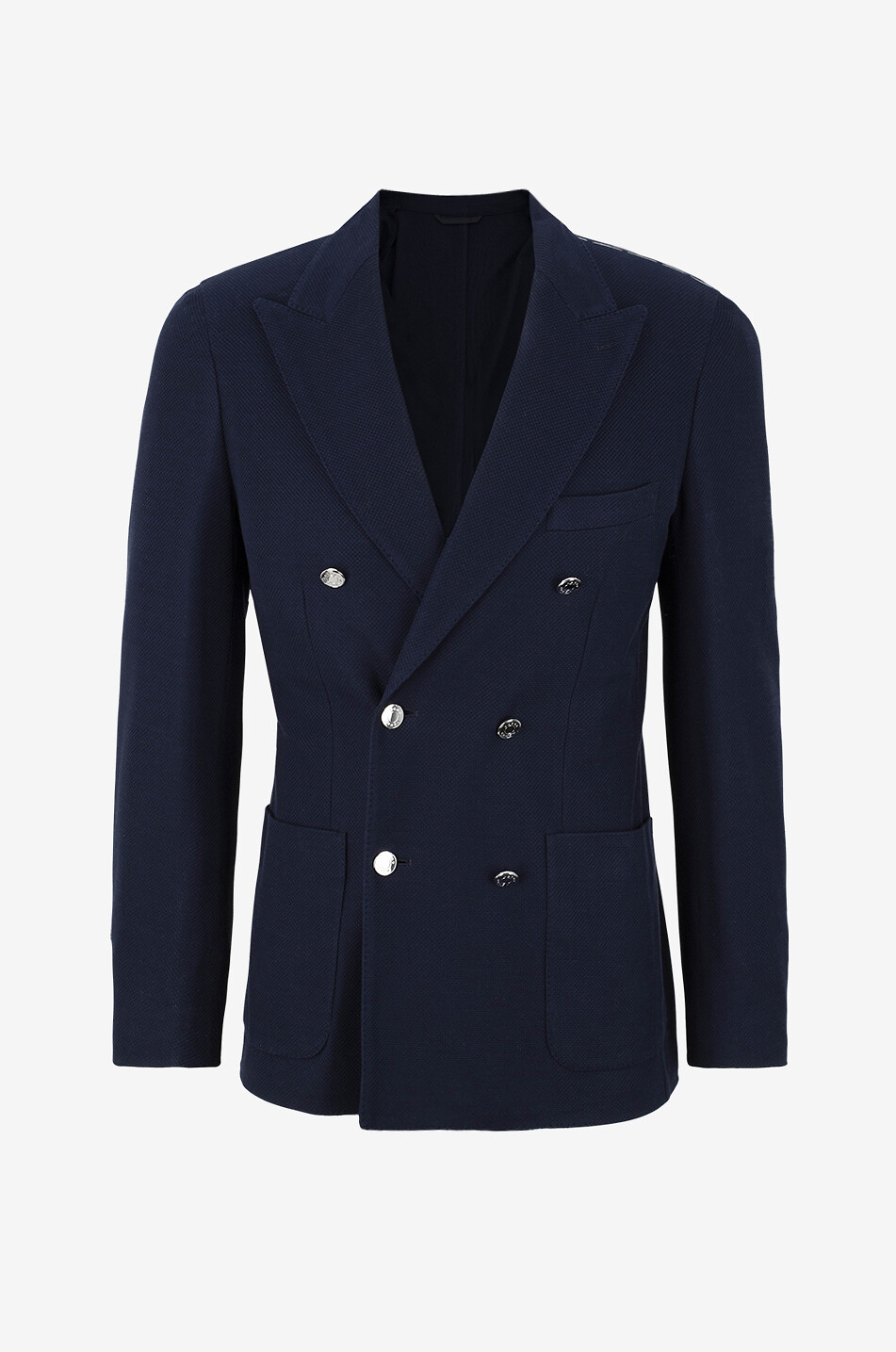 JACOB COHEN Zweireihiger schmaler Blazer aus Seide und Baumwolle Herren DUNKELBLAU 1