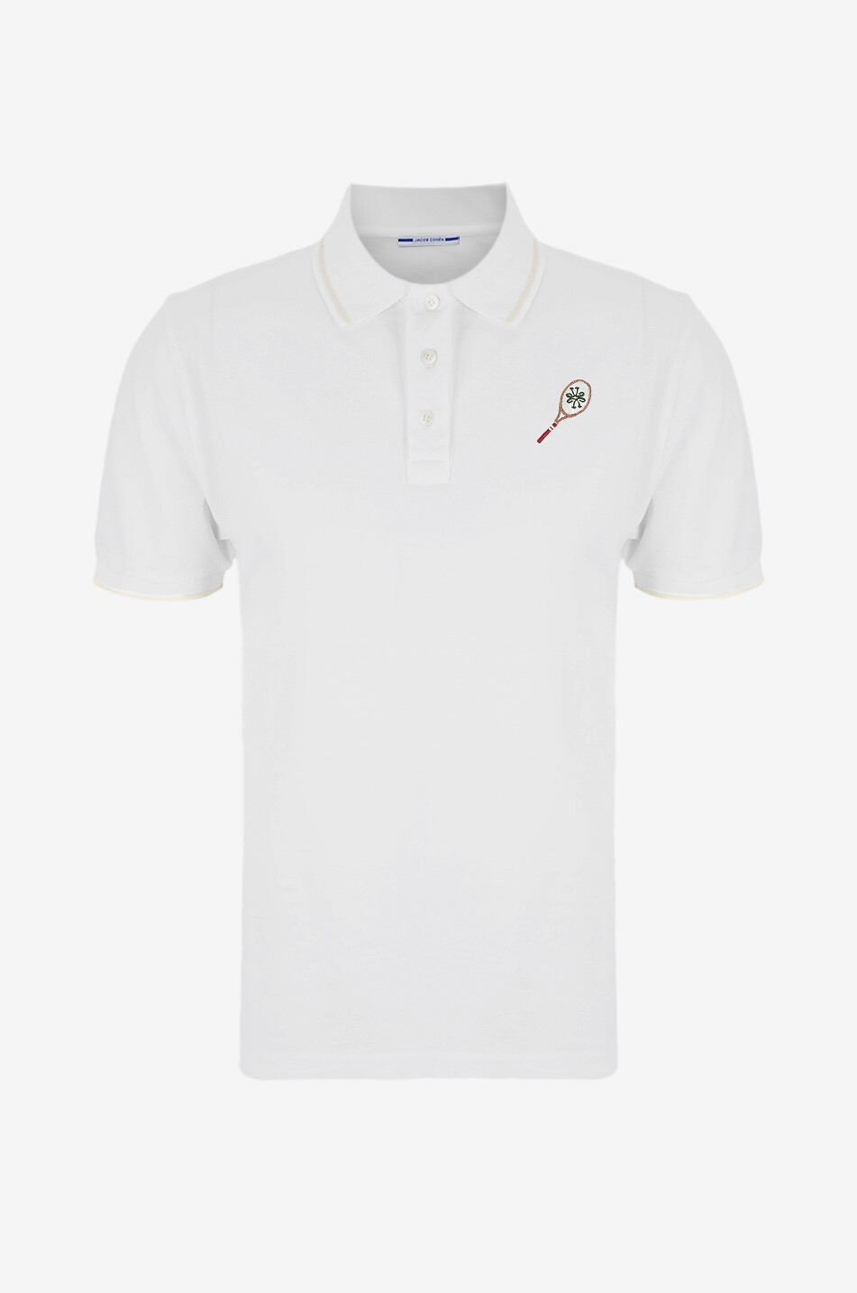 Polo manches courtes en coton brodé raquette
