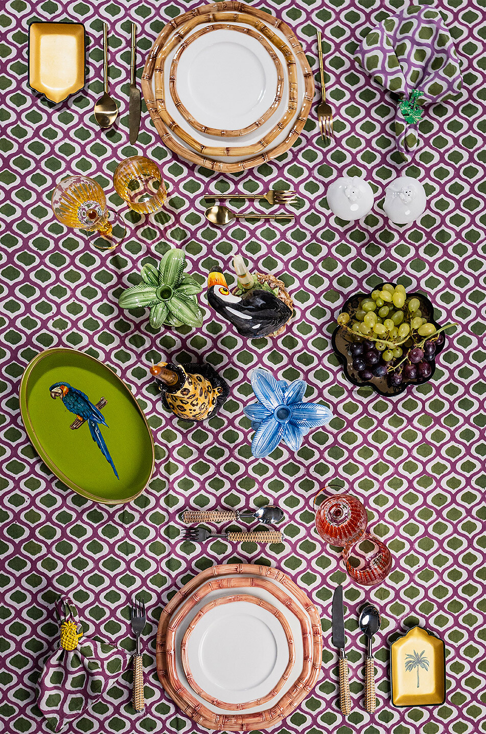 LES OTTOMANS Palm Small ceramic candle holder Home GREEN 2