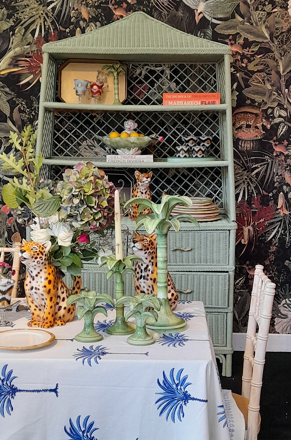 LES OTTOMANS Kerzenständer aus Keramik Palm Haus GRÜN 2