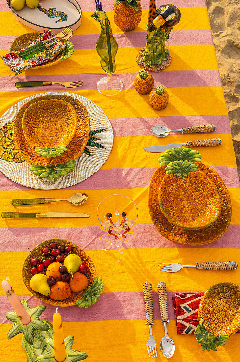 LES OTTOMANS Pineapple ceramic salt and pepper shakers Home ORANGE 2