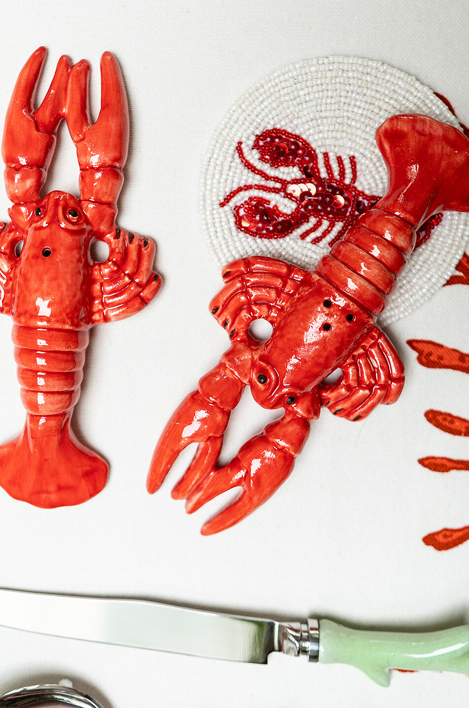 LES OTTOMANS Lobster ceramic salt and pepper shakers Home RED 2