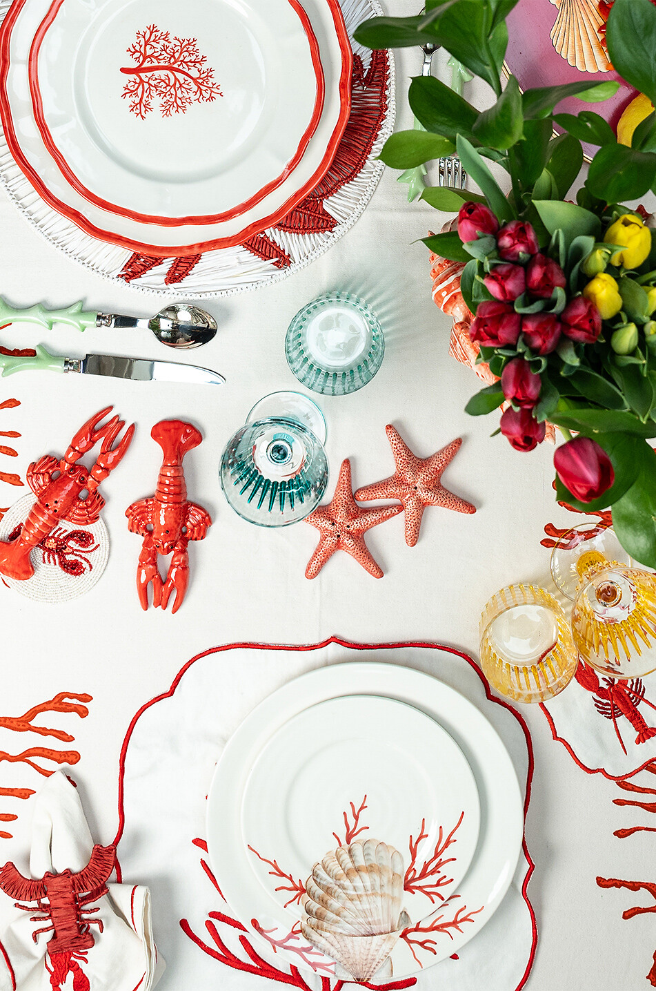 LES OTTOMANS Lobster ceramic salt and pepper shakers Home RED 3