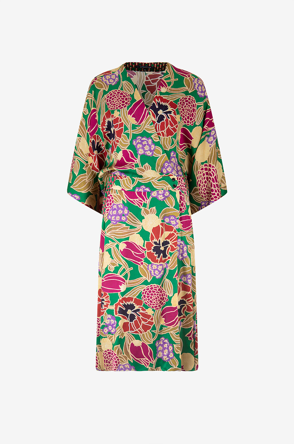 Robe kimono midi imprimée pensées