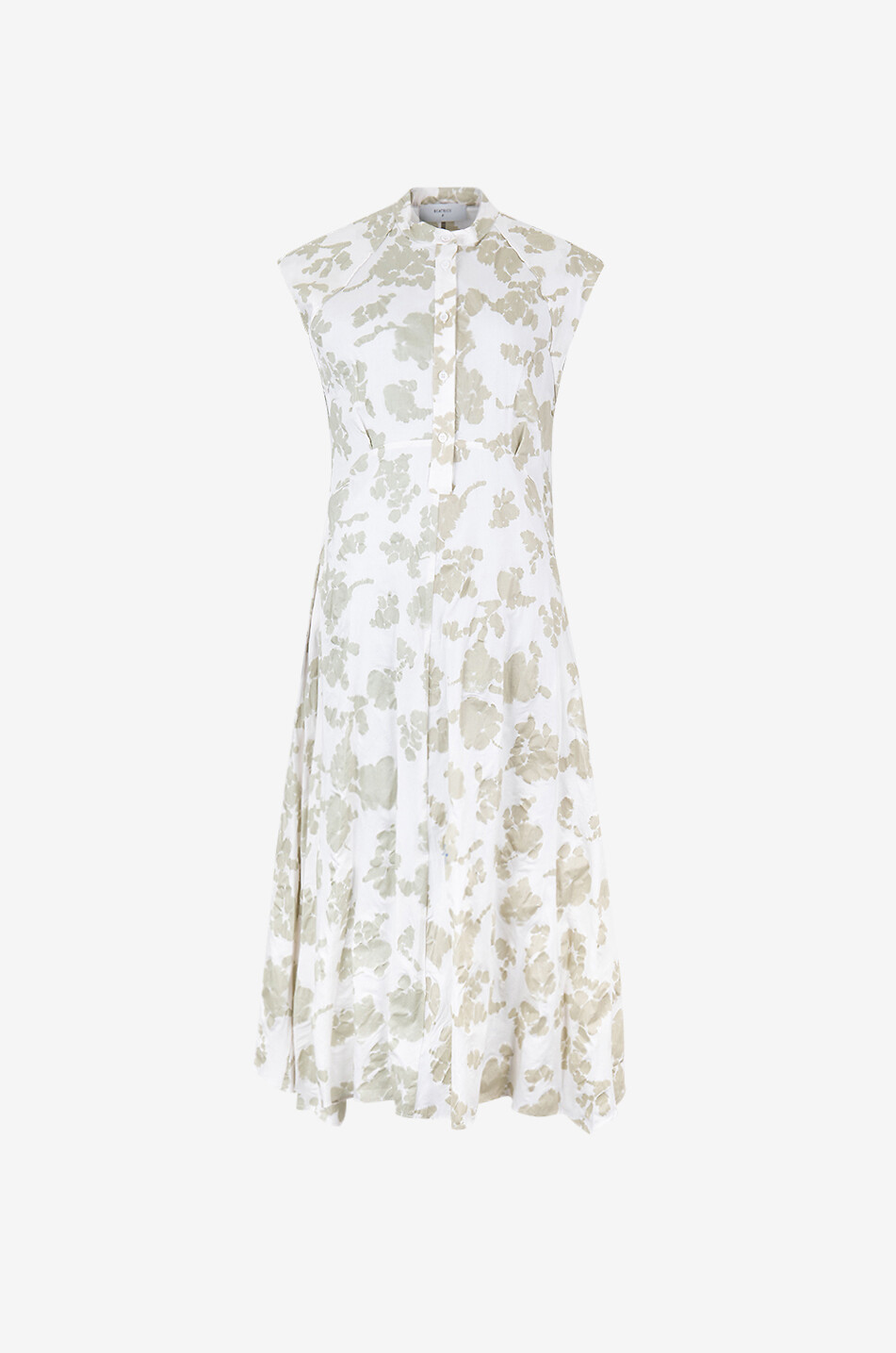 Floral sleeveless cotton midi shirt dress