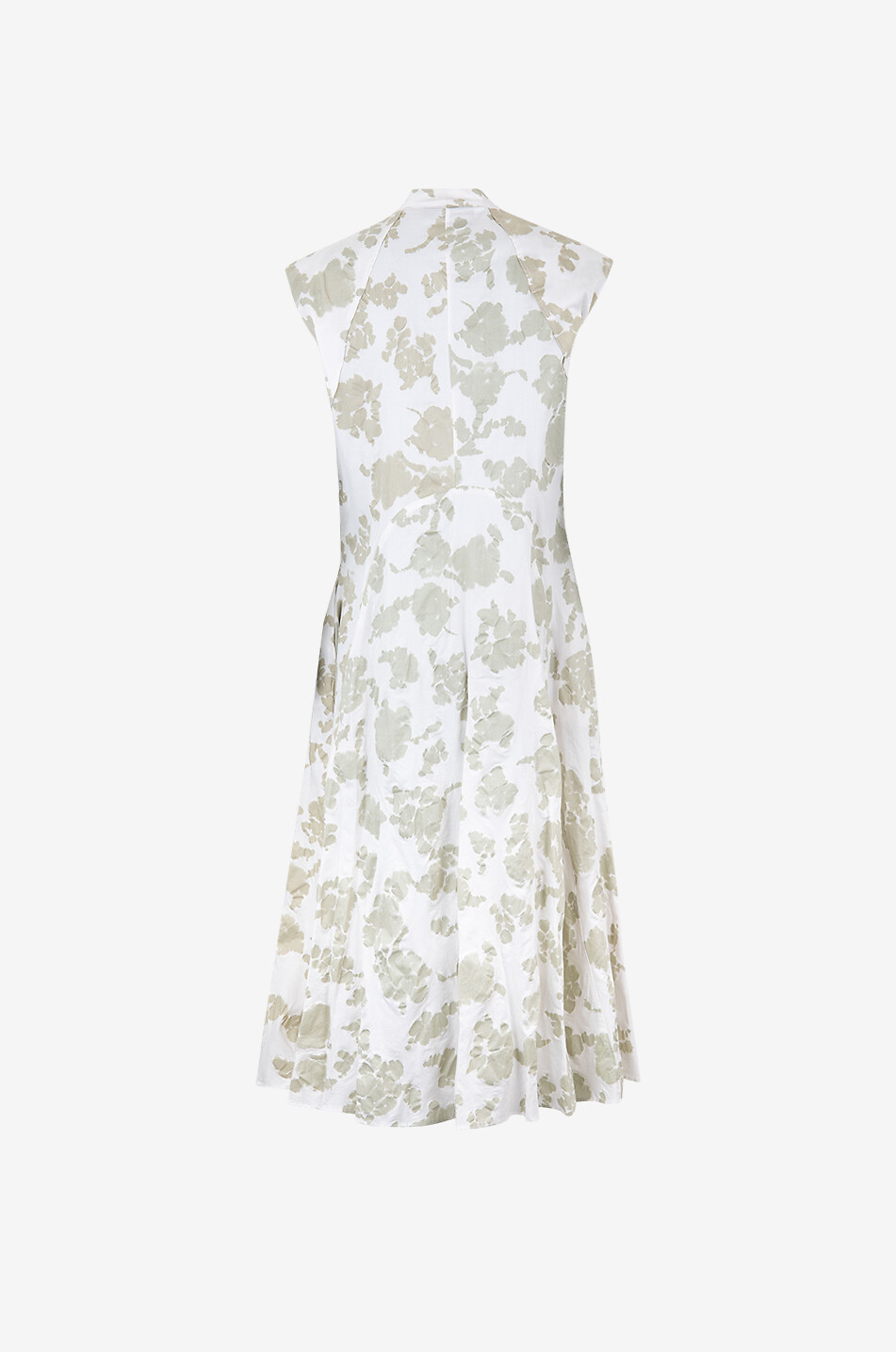 Floral sleeveless cotton midi shirt dress