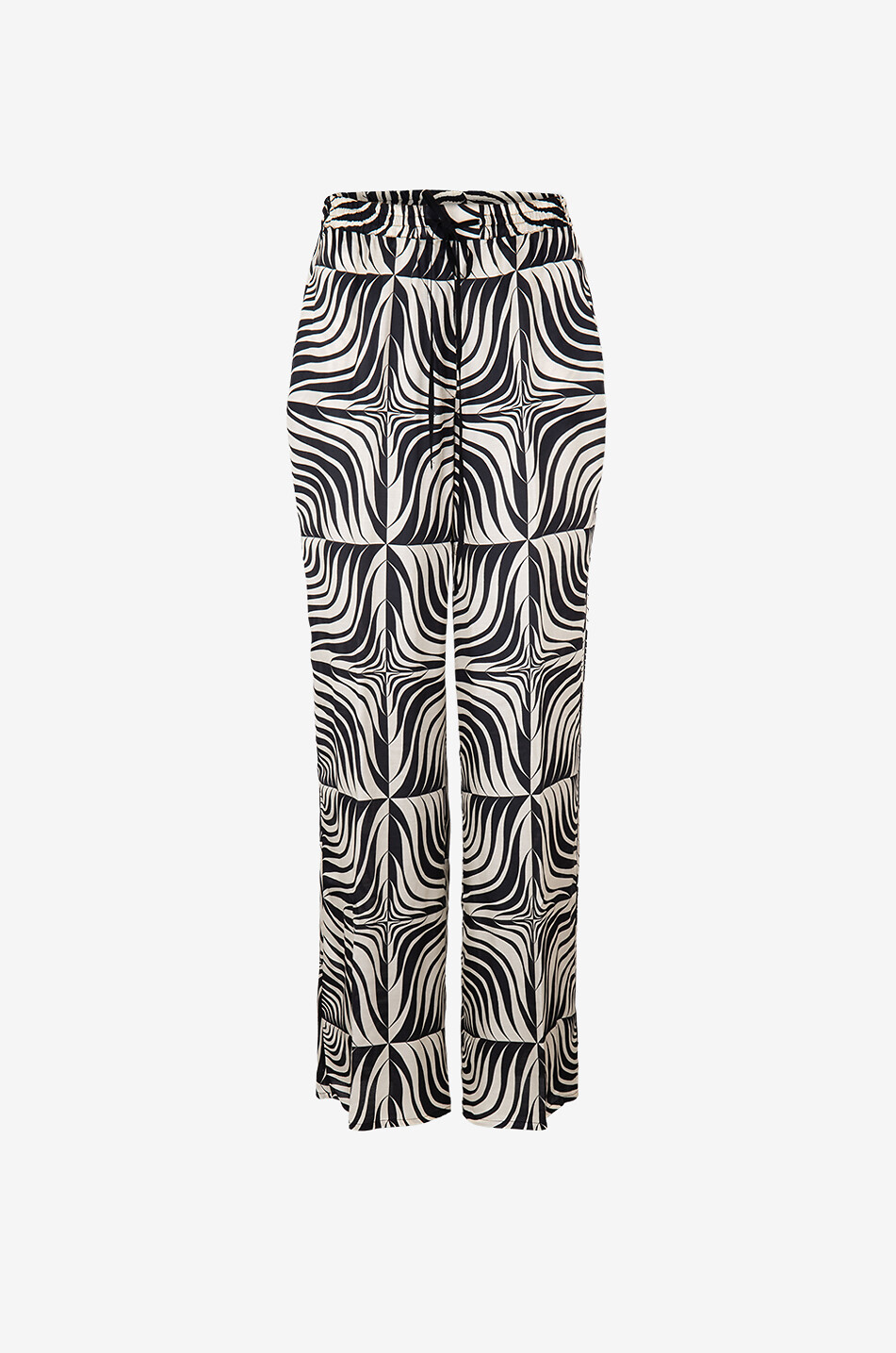 BEATRICE .B Weite bedruckte Hose aus Seidenmix Damen SCHWARZ 1