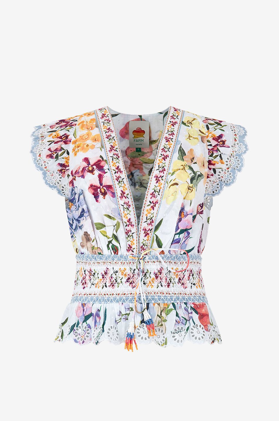 Blouse smockée en voile de coton Greek Garden