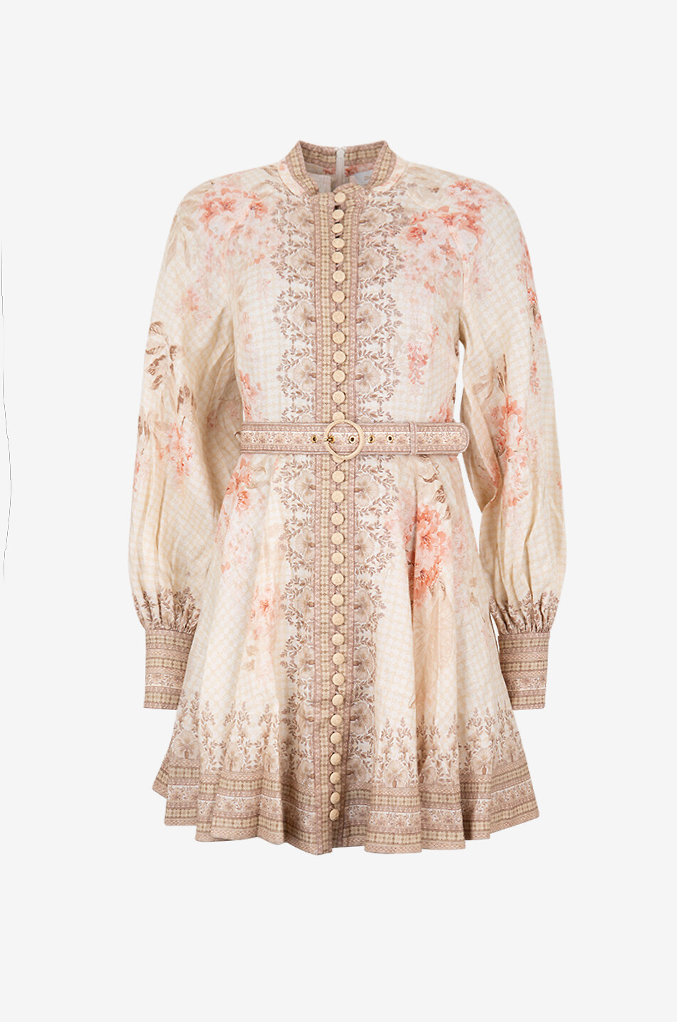 ZIMMERMANN Illuminate floral linen mini shirt dress Women EGGSHELL 1