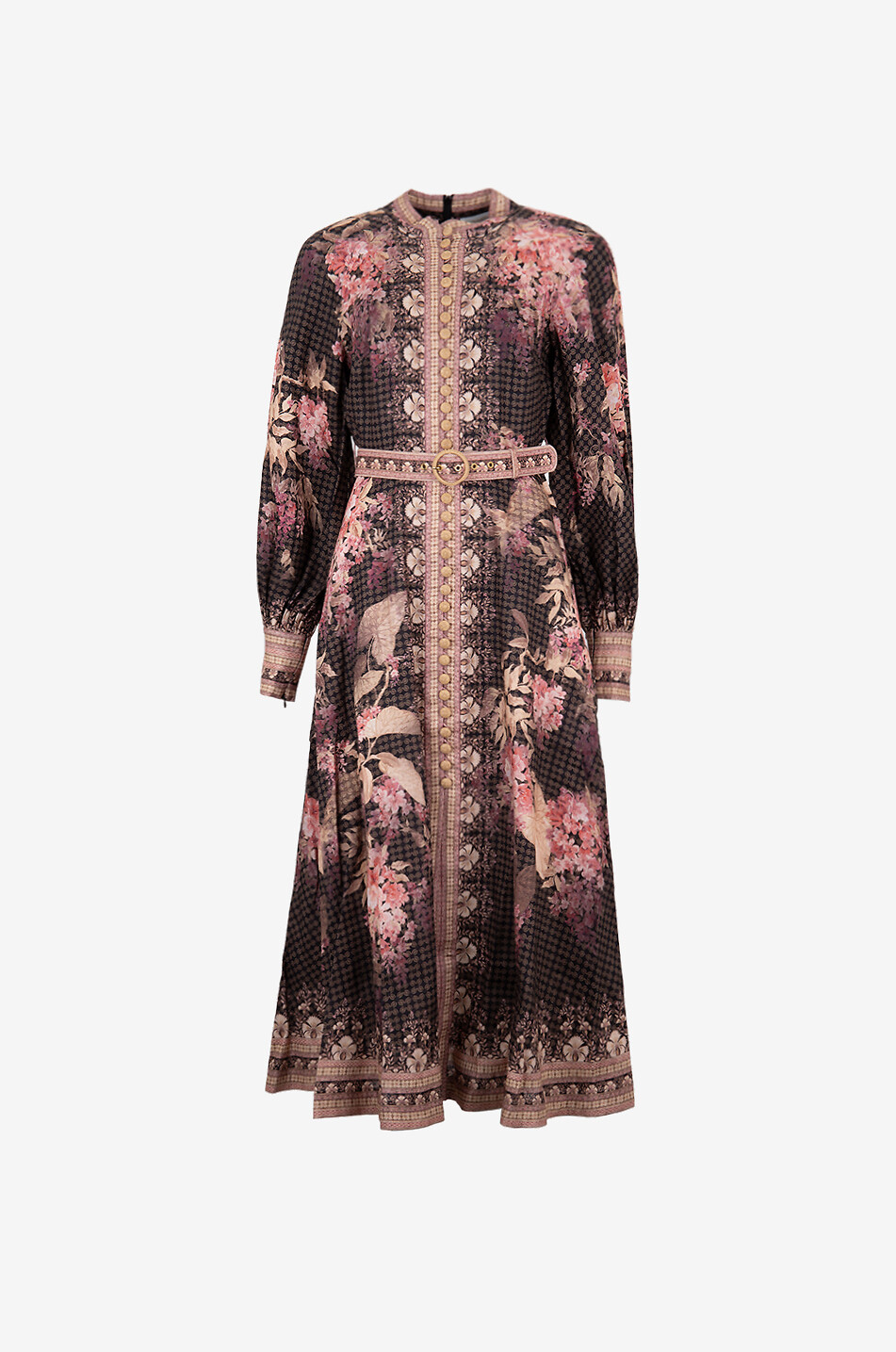 ZIMMERMANN Illuminate floral linen midi shirt dress Women BLACK 1
