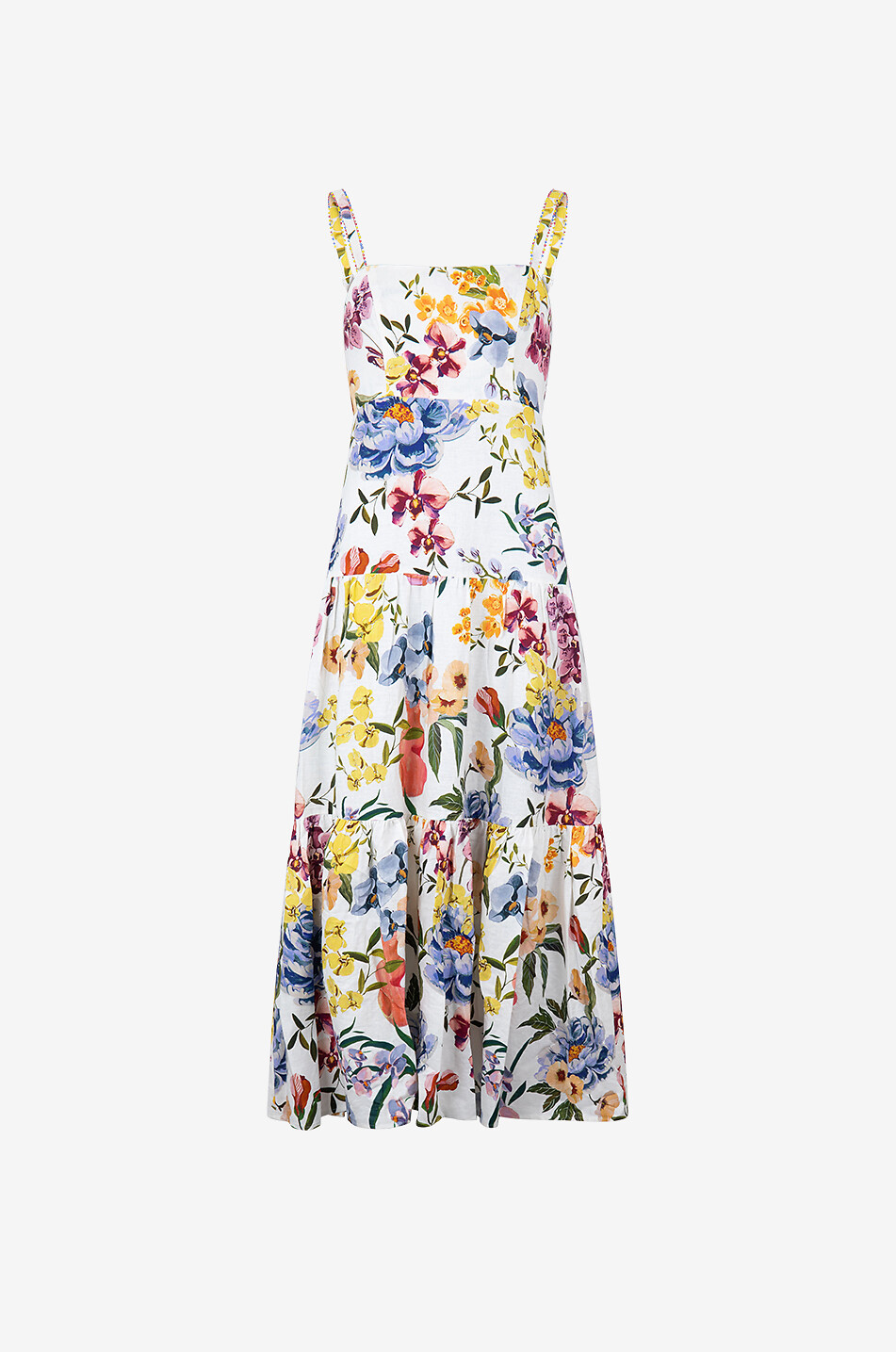 Langes Trägerkleid aus Leinenmix Greek Garden