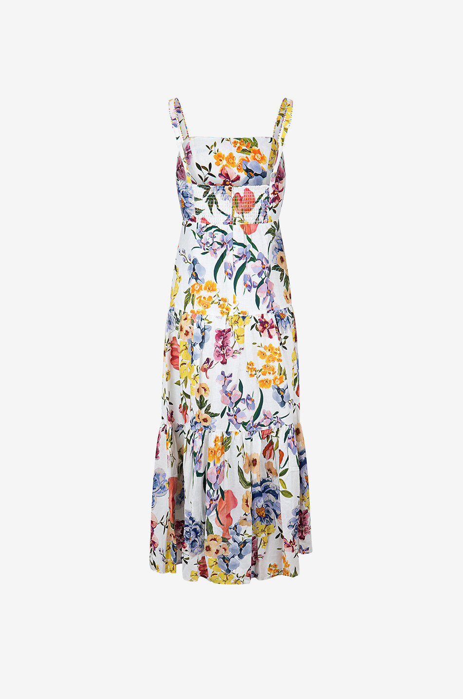 Langes Trägerkleid aus Leinenmix Greek Garden