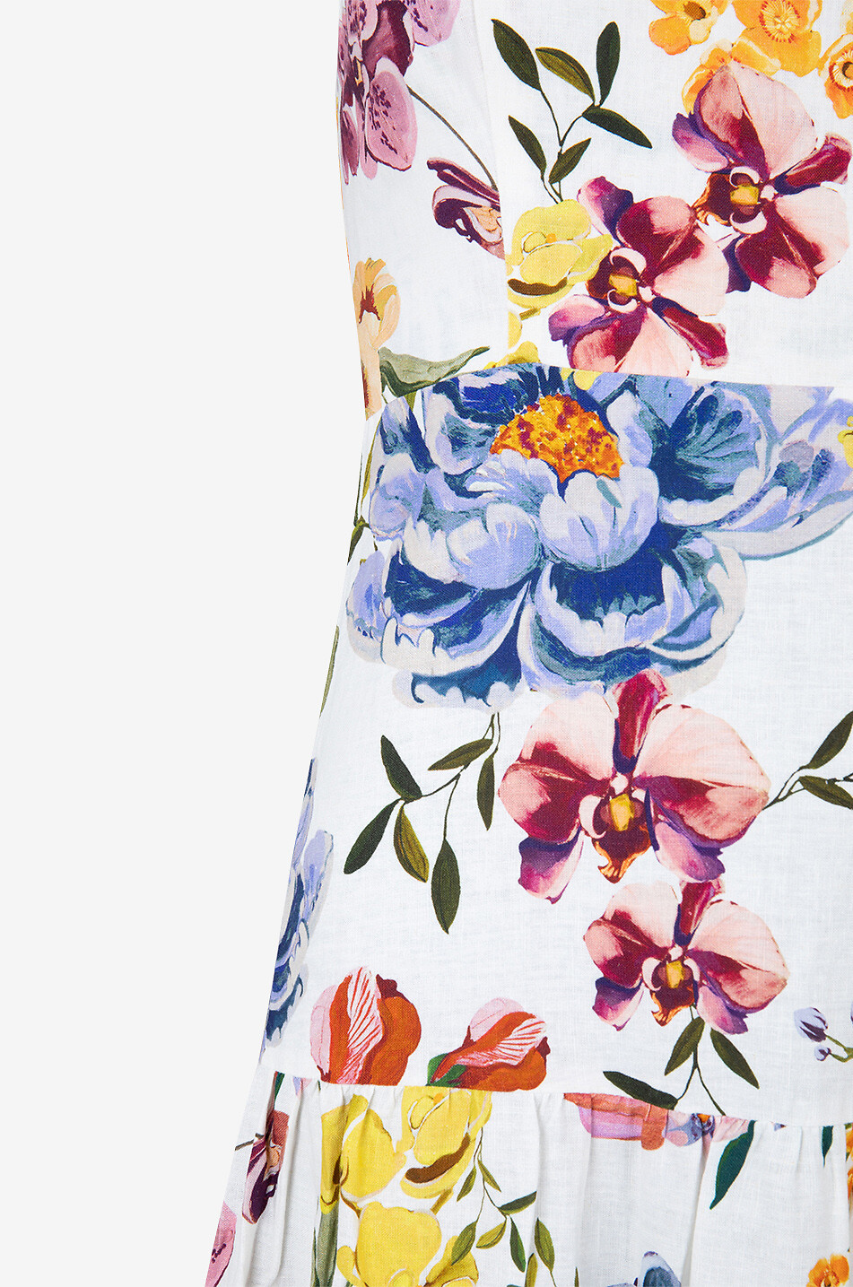 Langes Trägerkleid aus Leinenmix Greek Garden