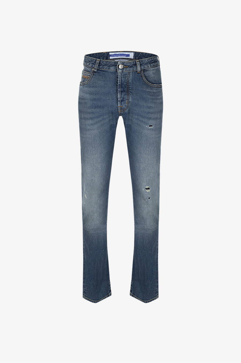 JACOB COHEN Bard ripped cotton slim fit jeans Men MEDIUM BLUE 1