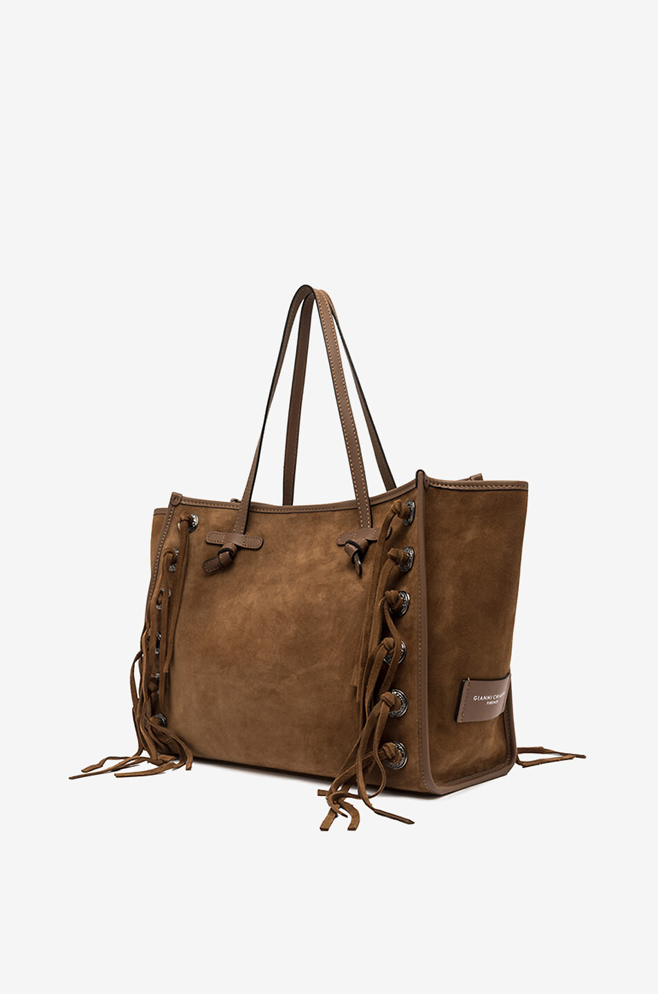 GIANNI CHIARINI Marcella suede tote bag with fringing Women BROWN 2
