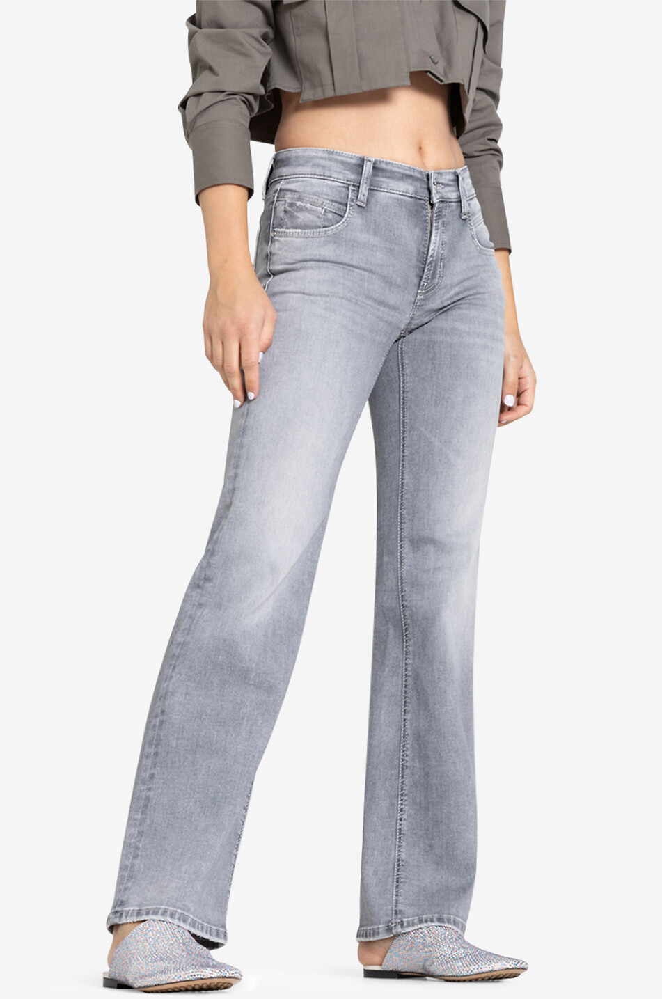 CAMBIO Ausgewaschene weite Jeans Tess Superstretch Damen GRAU 3