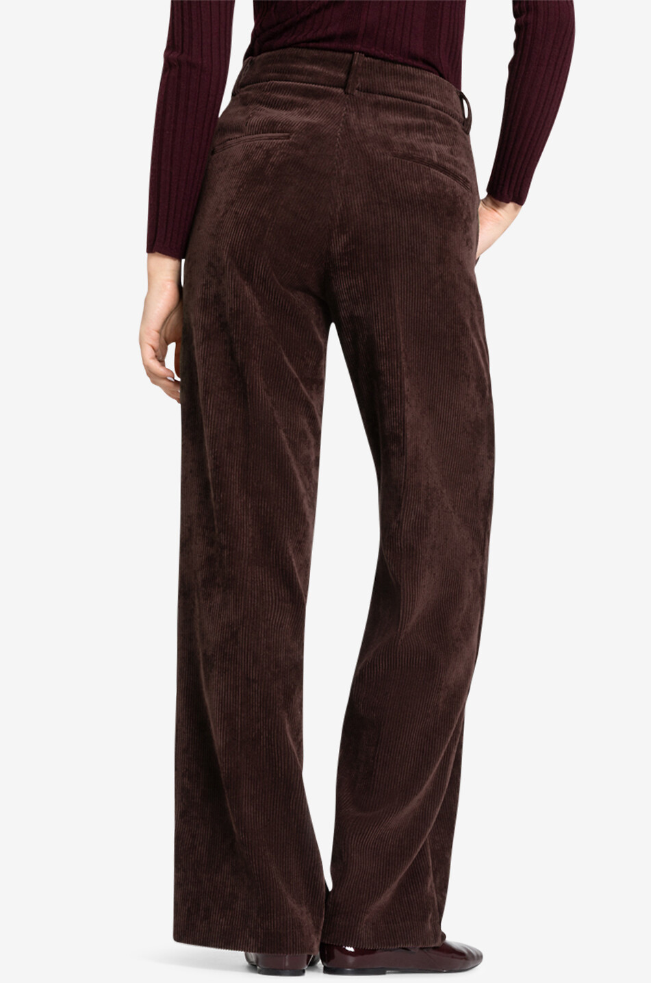CAMBIO Pantalon large en velours côtelé Amelie Femme MARRON FONCÉ 4