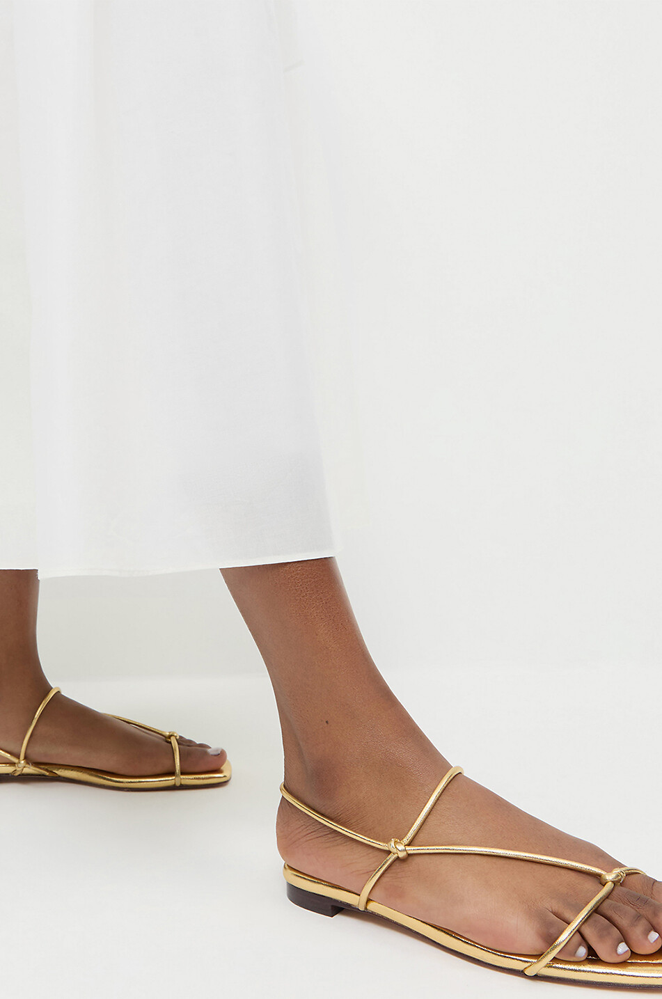 LOEFFLER RANDALL Eleanor flat metallic leather sandals Women GOLDEN 3