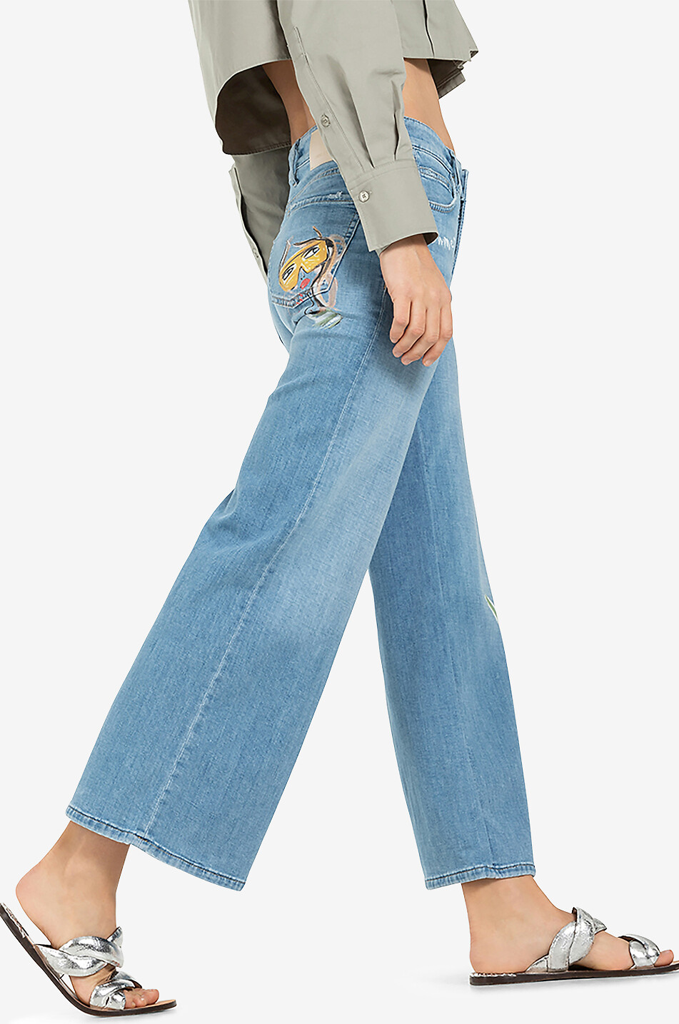 CAMBIO Ausgestellte Baumwolljeans Palazzo Cropped Viva La Vida Damen BLAU 7
