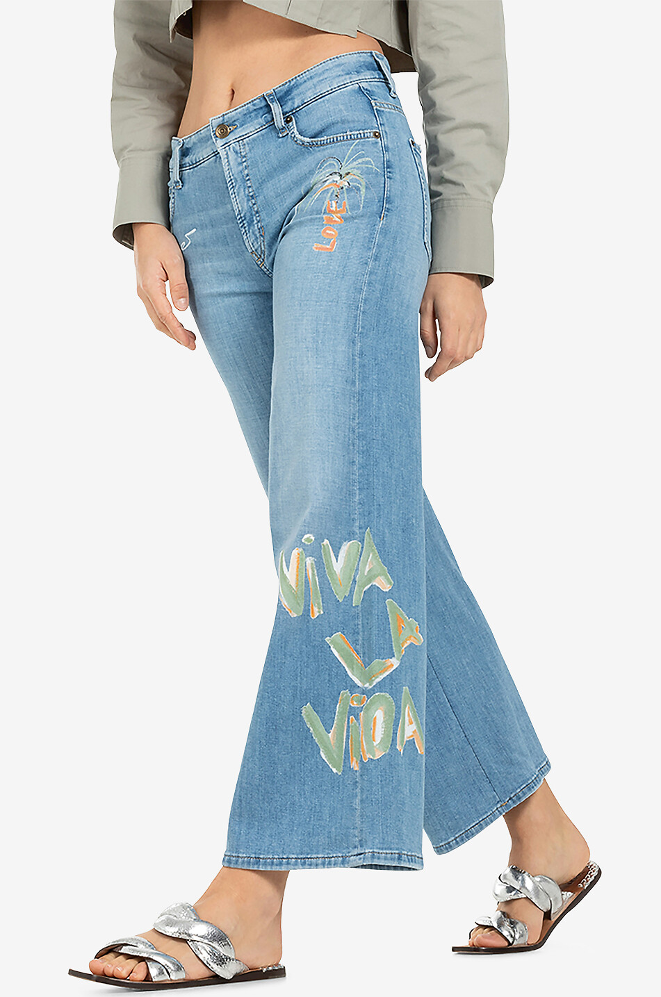 CAMBIO Ausgestellte Baumwolljeans Palazzo Cropped Viva La Vida Damen BLAU 3