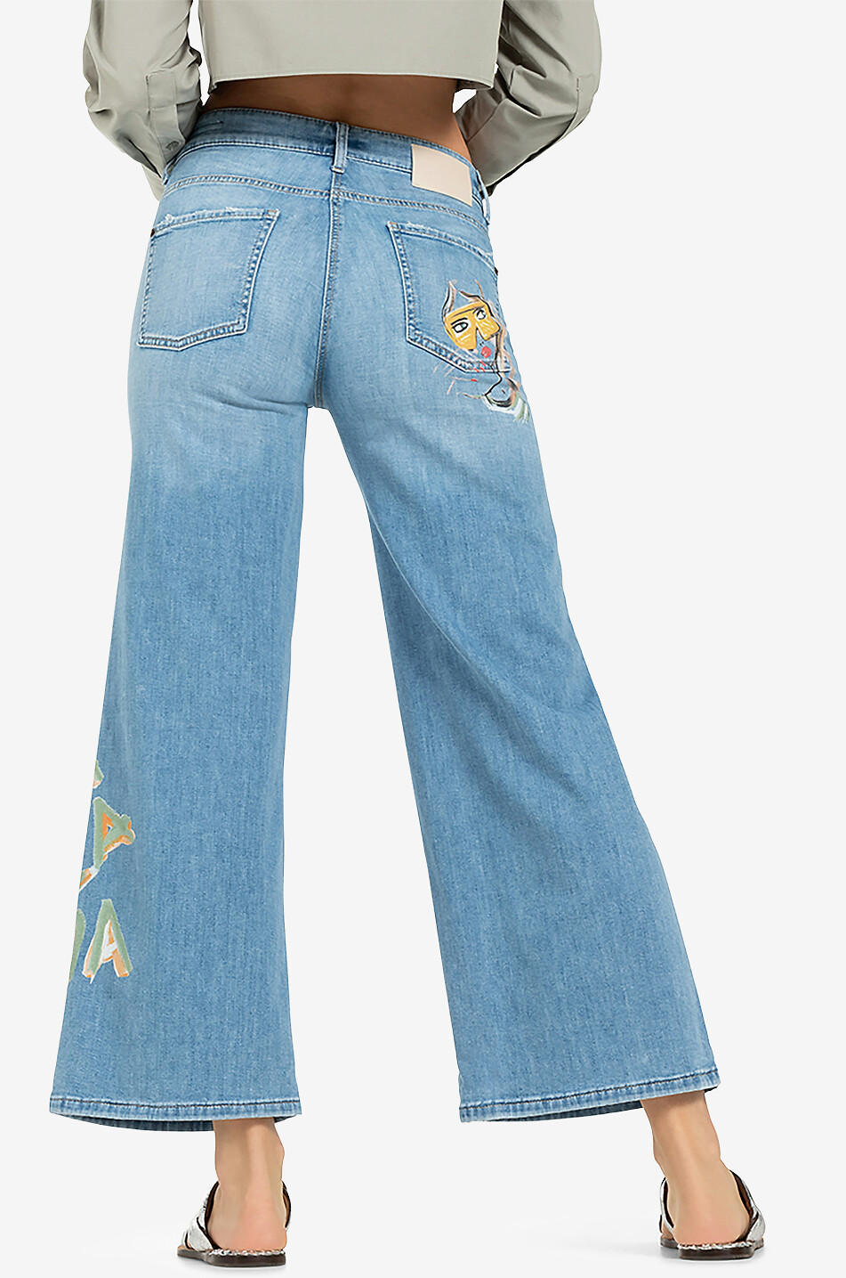 CAMBIO Ausgestellte Baumwolljeans Palazzo Cropped Viva La Vida Damen BLAU 4