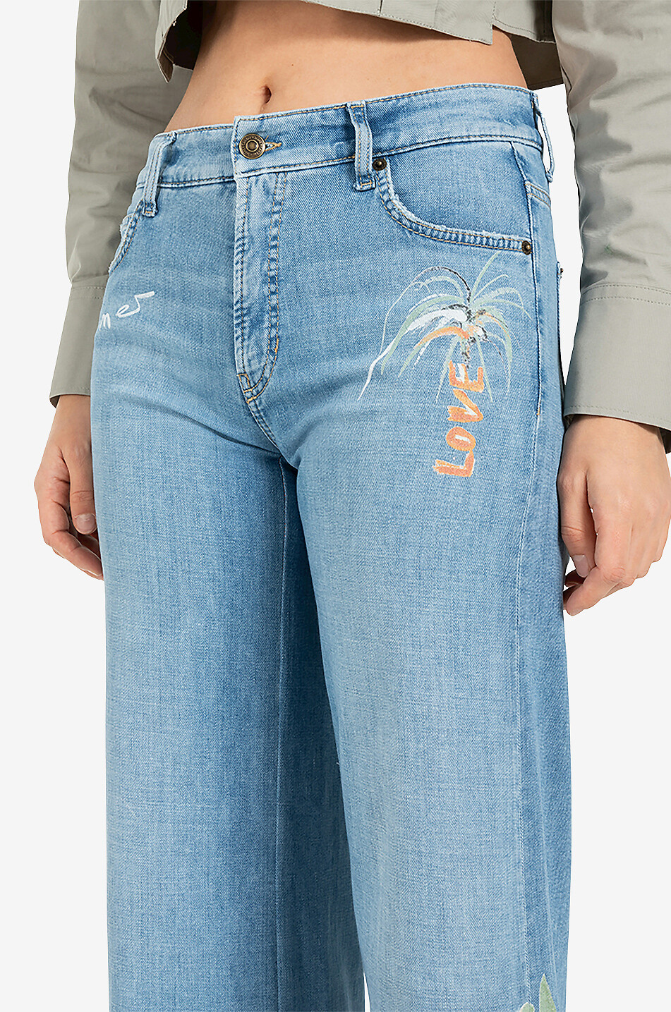 CAMBIO Ausgestellte Baumwolljeans Palazzo Cropped Viva La Vida Damen BLAU 5