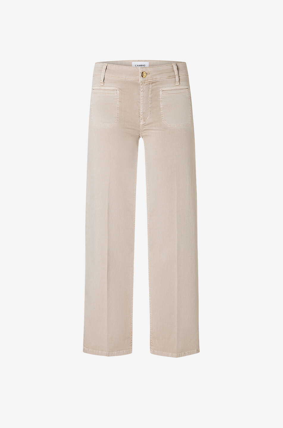 CAMBIO Verkürzte Jeans mit weitem Bein Tess Cropped High Summer Sateen Damen Hellbeige 1