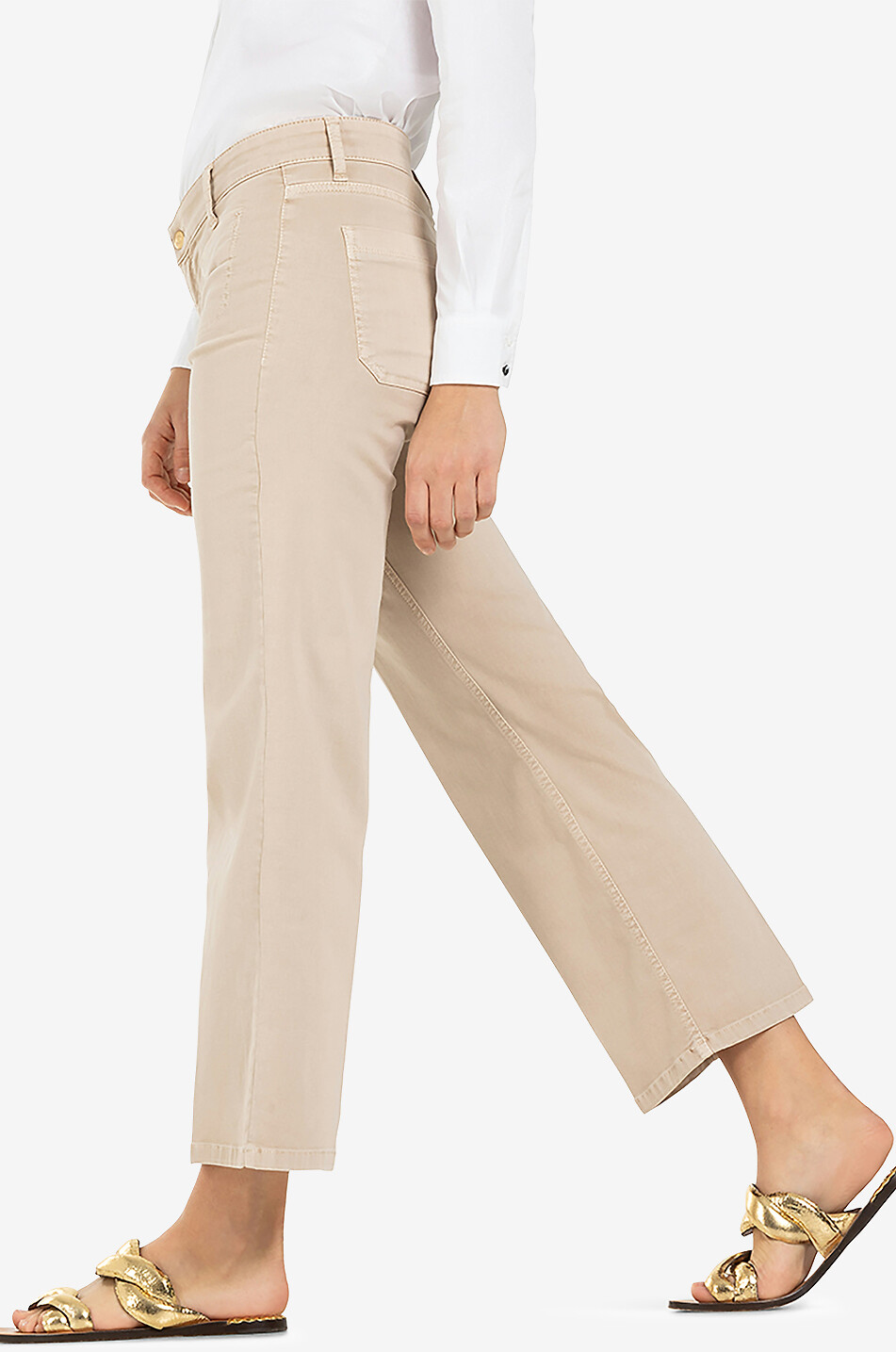 CAMBIO Verkürzte Jeans mit weitem Bein Tess Cropped High Summer Sateen Damen Hellbeige 4