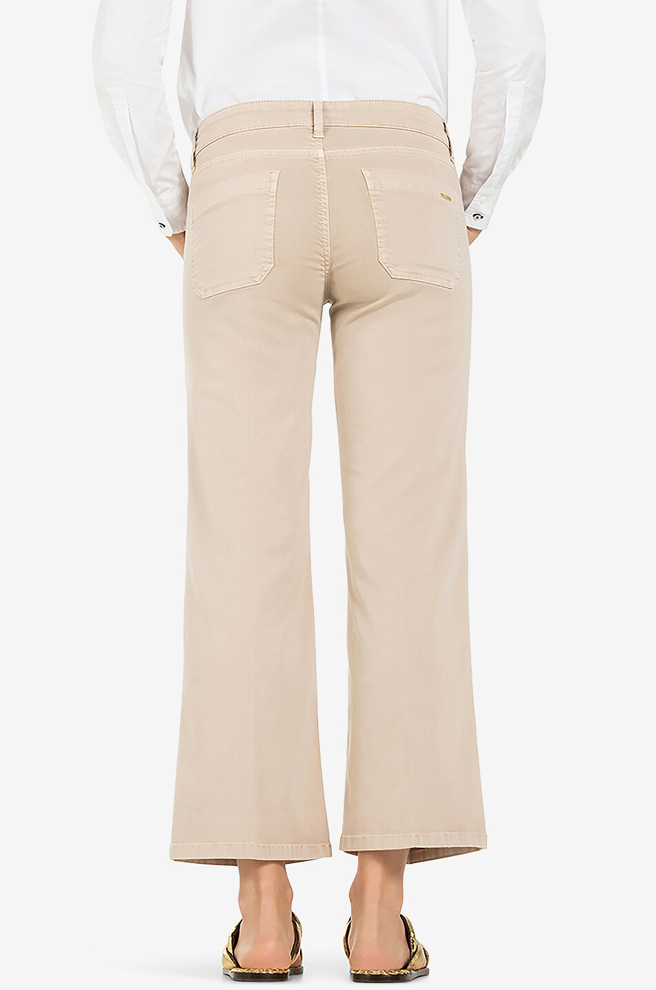 CAMBIO Verkürzte Jeans mit weitem Bein Tess Cropped High Summer Sateen Damen Hellbeige 5
