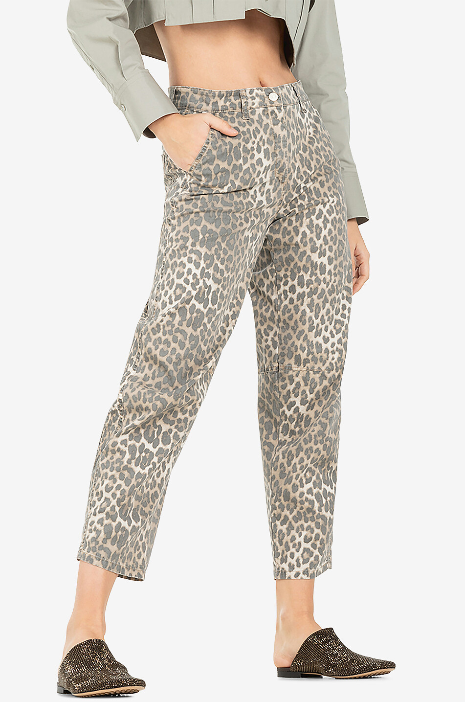 CAMBIO Verkürzte Karottenjeans mit Leo-Print Eve Damen BRAUN 3