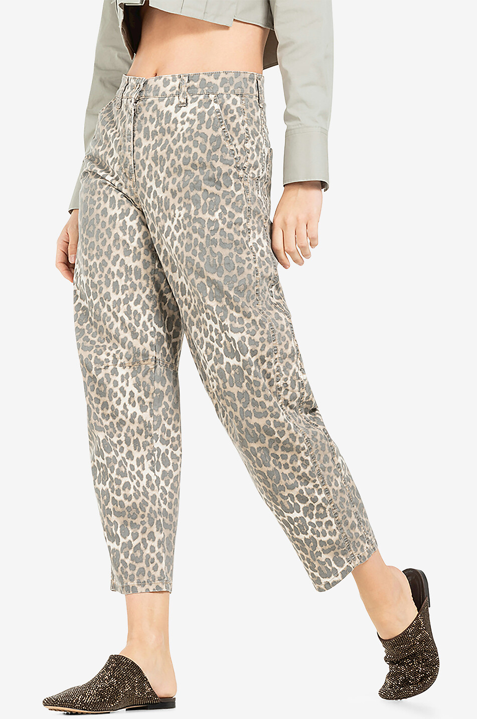 CAMBIO Verkürzte Karottenjeans mit Leo-Print Eve Damen BRAUN 6